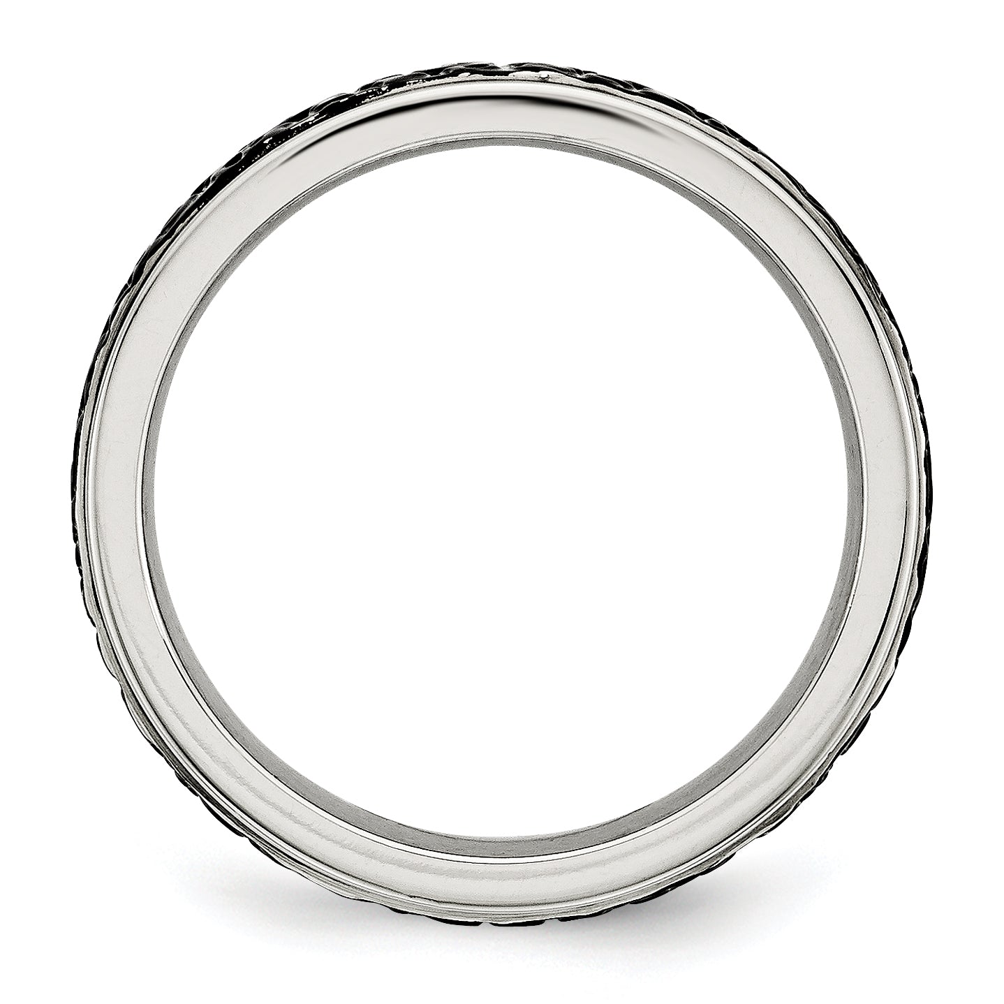 Edelstahl Poliert und Strukturiert Schwarz Ip Beschichtet 8mm Ring