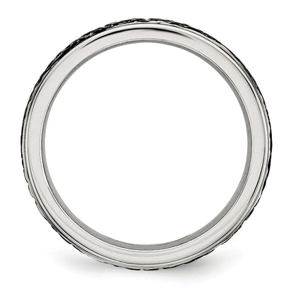Edelstahl Poliert und Strukturiert Schwarz Ip Beschichtet 8mm Ring
