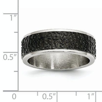 Edelstahl Poliert und Strukturiert Schwarz Ip Beschichtet 8mm Ring