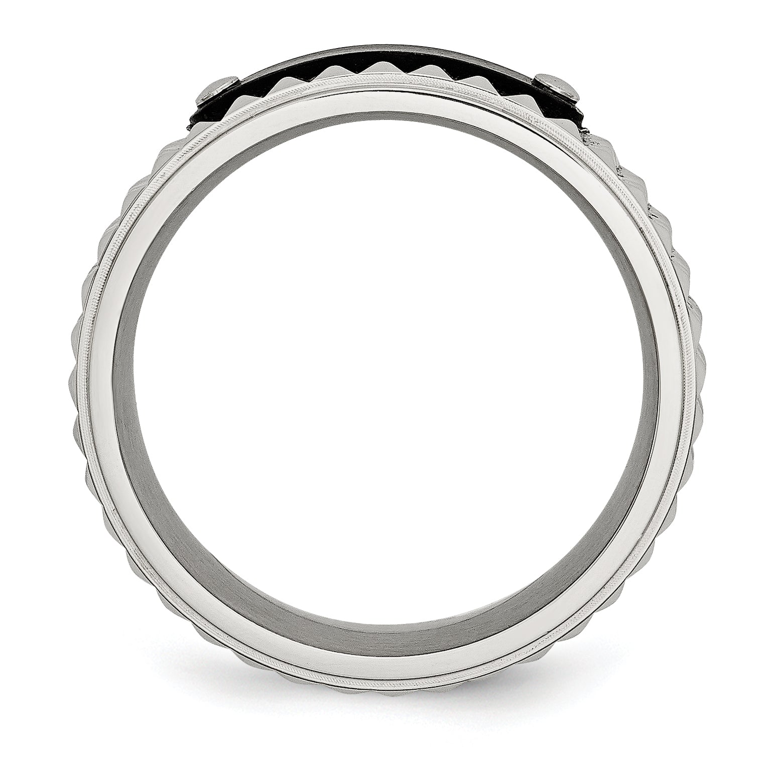 Edelstahl Gebürstet und Poliert Schwarz Ip Beschichtet Facettiert 8mm Ring