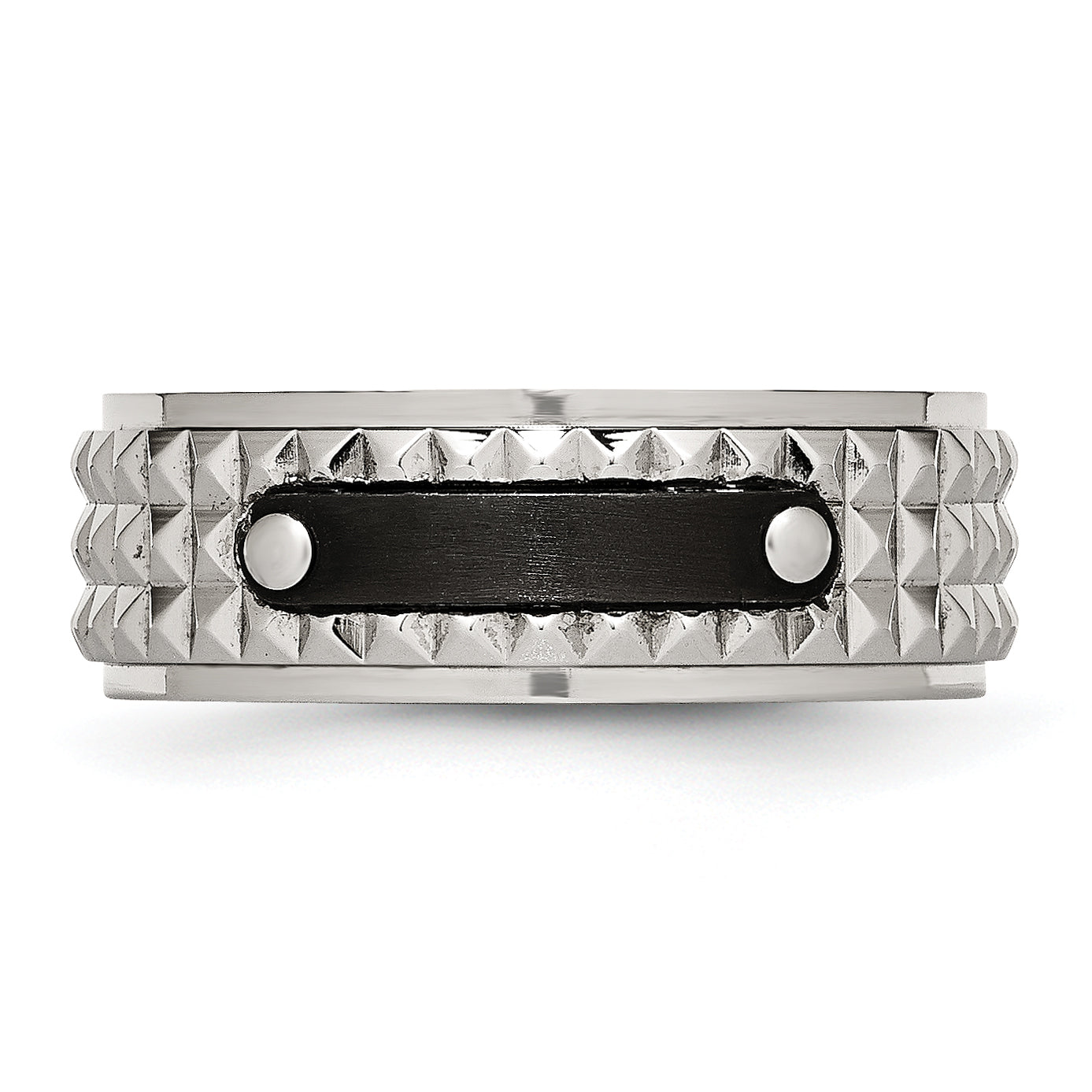 Edelstahl Gebürstet und Poliert Schwarz Ip Beschichtet Facettiert 8mm Ring