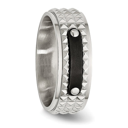 Edelstahl Gebürstet und Poliert Schwarz Ip Beschichtet Facettiert 8mm Ring
