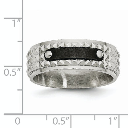Edelstahl Gebürstet und Poliert Schwarz Ip Beschichtet Facettiert 8mm Ring