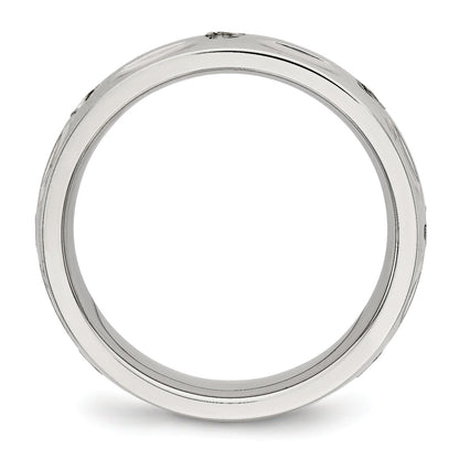 Edelstahl Poliert Zirkonia 6mm Gerillt Ring