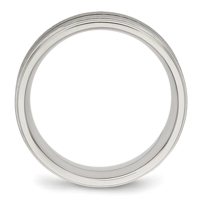 Edelstahl Poliert 8mm Gerillt Ring