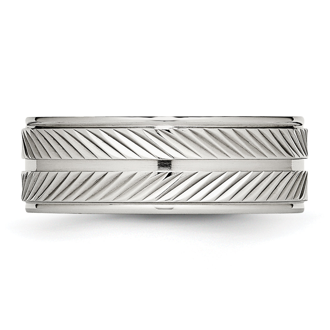 Edelstahl Poliert 8mm Gerillt Ring