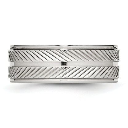 Edelstahl Poliert 8mm Gerillt Ring