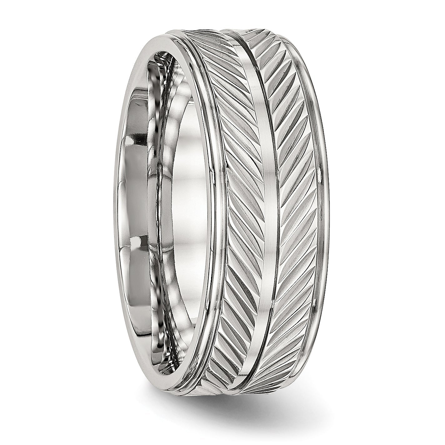 Edelstahl Poliert 8mm Gerillt Ring