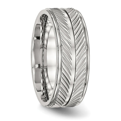 Edelstahl Poliert 8mm Gerillt Ring