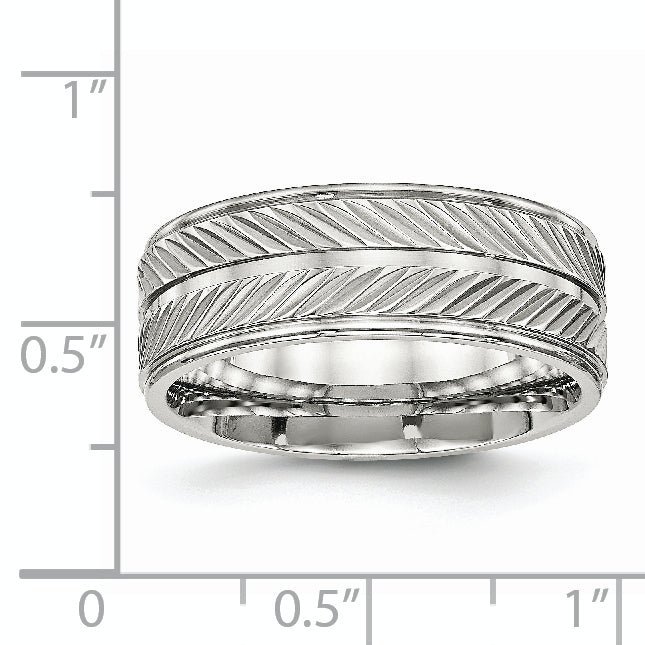 Edelstahl Poliert 8mm Gerillt Ring