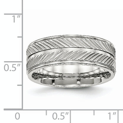 Edelstahl Poliert 8mm Gerillt Ring