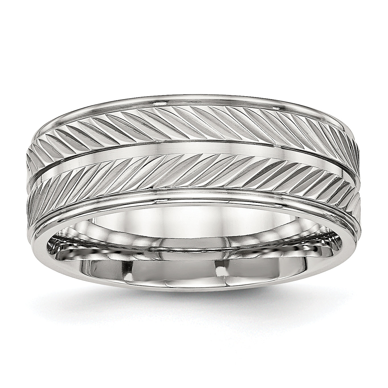 Edelstahl Poliert 8mm Gerillt Ring