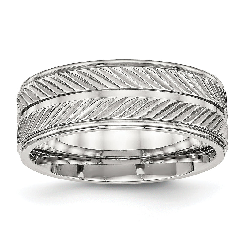 Edelstahl Poliert 8mm Gerillt Ring