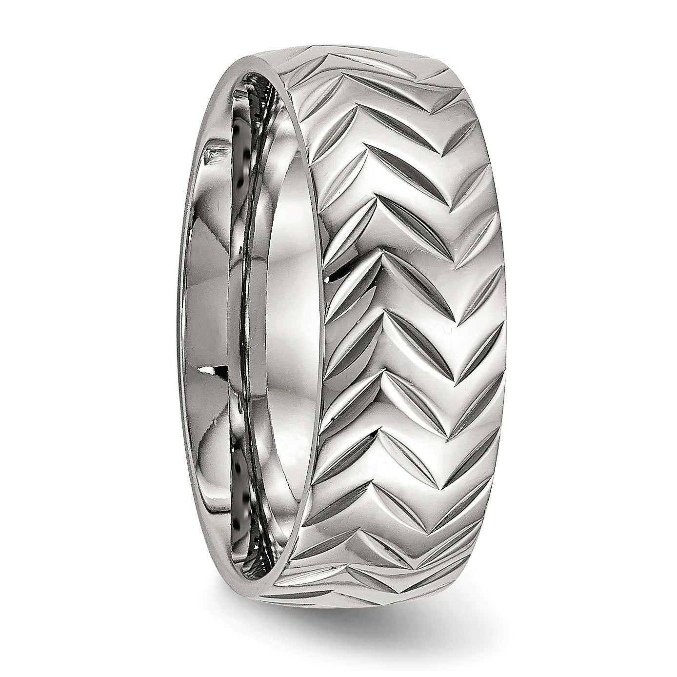 Edelstahl Poliert Diamantiert 8mm Ring