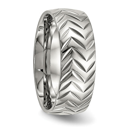 Edelstahl Poliert Diamantiert 8mm Ring