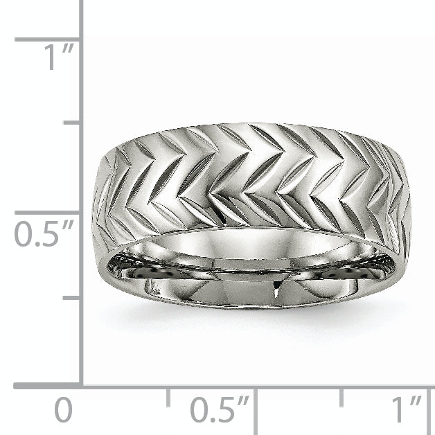Edelstahl Poliert Diamantiert 8mm Ring