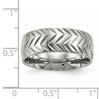 Edelstahl Poliert Diamantiert 8mm Ring