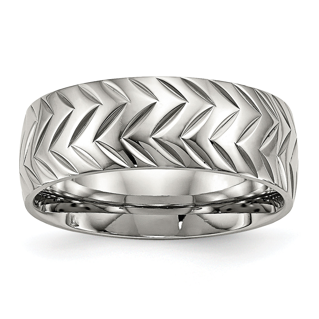 Edelstahl Poliert Diamantiert 8mm Ring