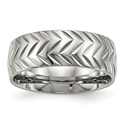 Edelstahl Poliert Diamantiert 8mm Ring