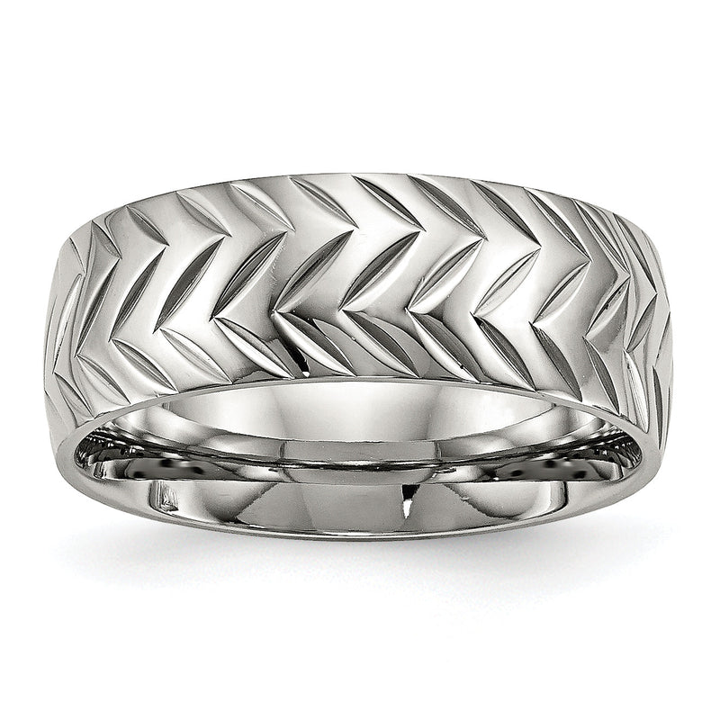 Edelstahl Poliert Diamantiert 8mm Ring