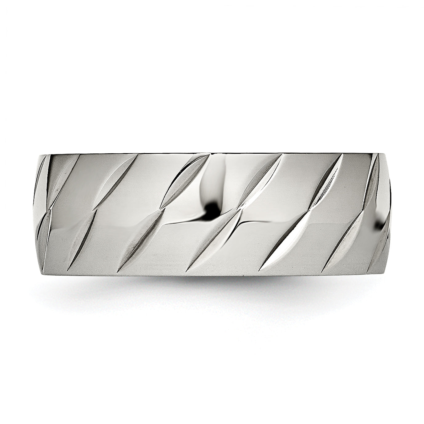 Edelstahl Poliert Diamantiert 8mm Ring