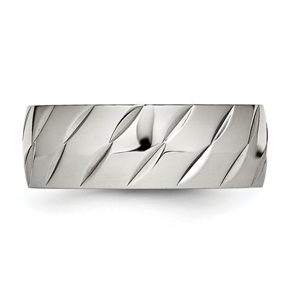 Edelstahl Poliert Diamantiert 8mm Ring