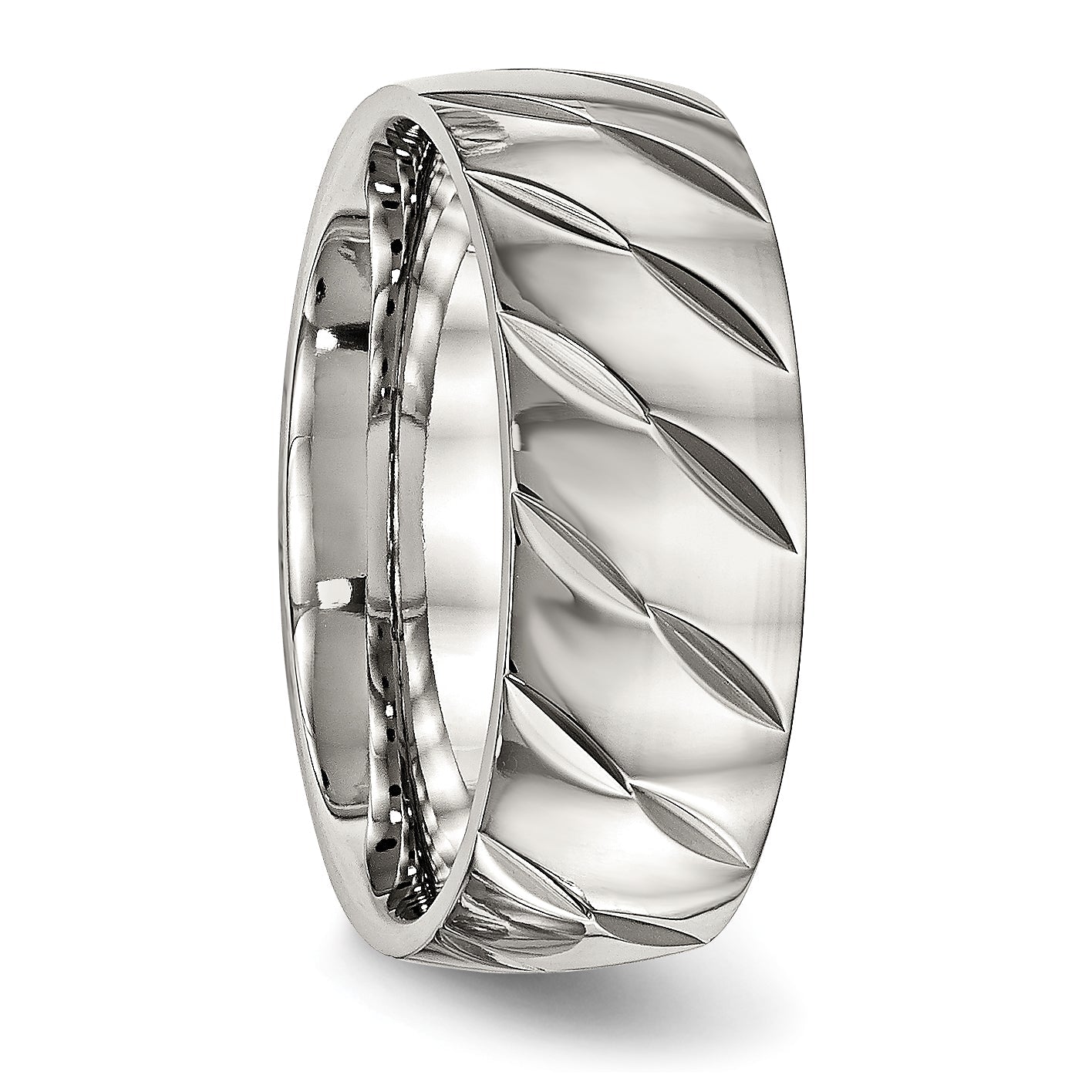 Edelstahl Poliert Diamantiert 8mm Ring