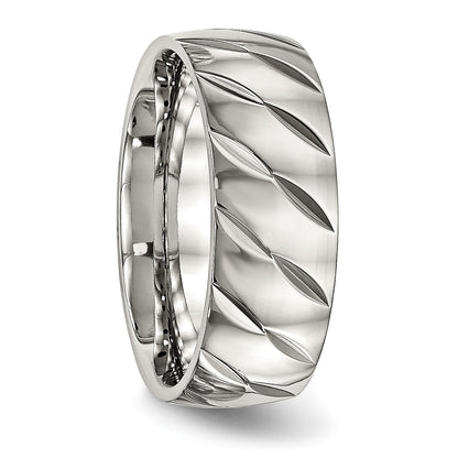 Edelstahl Poliert Diamantiert 8mm Ring