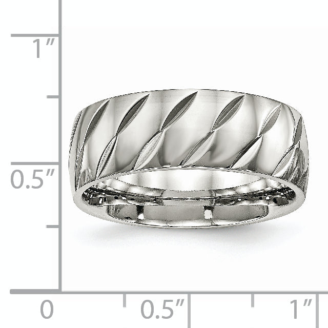 Edelstahl Poliert Diamantiert 8mm Ring