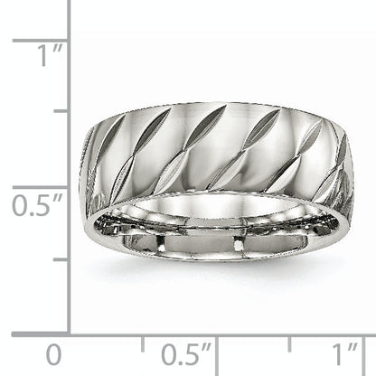 Edelstahl Poliert Diamantiert 8mm Ring