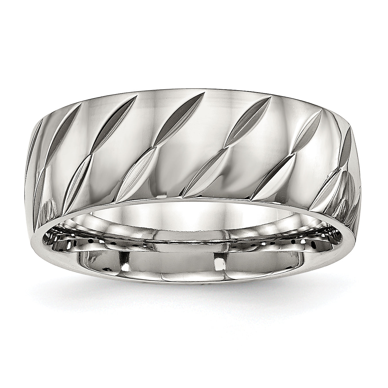 Edelstahl Poliert Diamantiert 8mm Ring