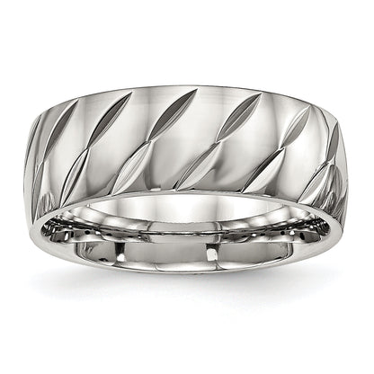 Edelstahl Poliert Diamantiert 8mm Ring