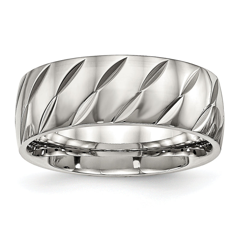 Edelstahl Poliert Diamantiert 8mm Ring