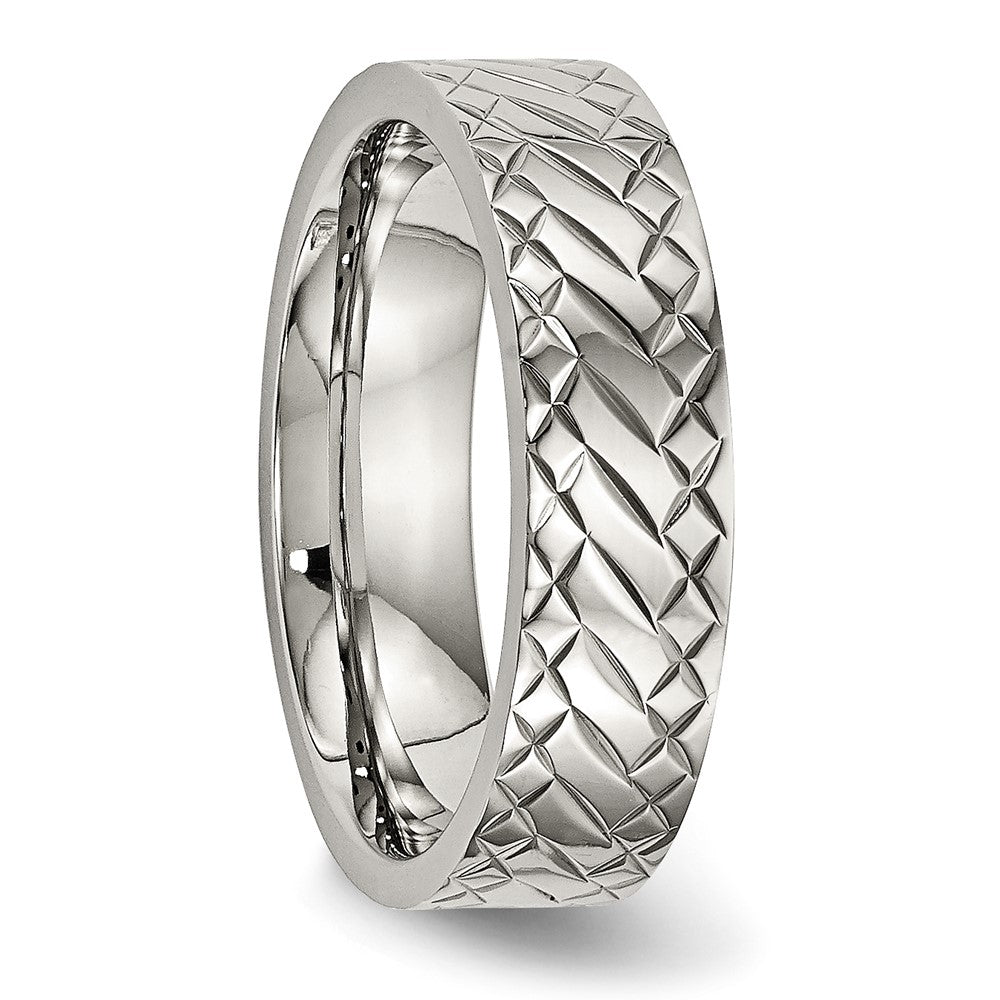 Edelstahl Poliert und Strukturiert Kreuz Design 6mm Ring