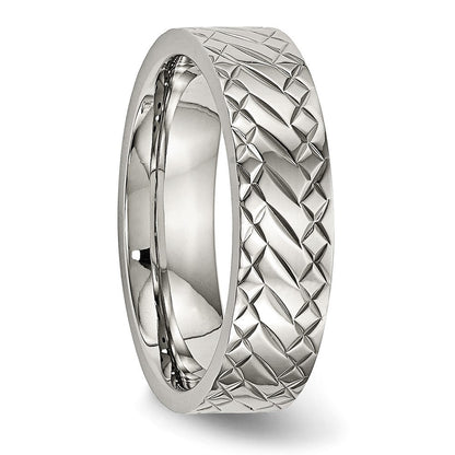 Edelstahl Poliert und Strukturiert Kreuz Design 6mm Ring