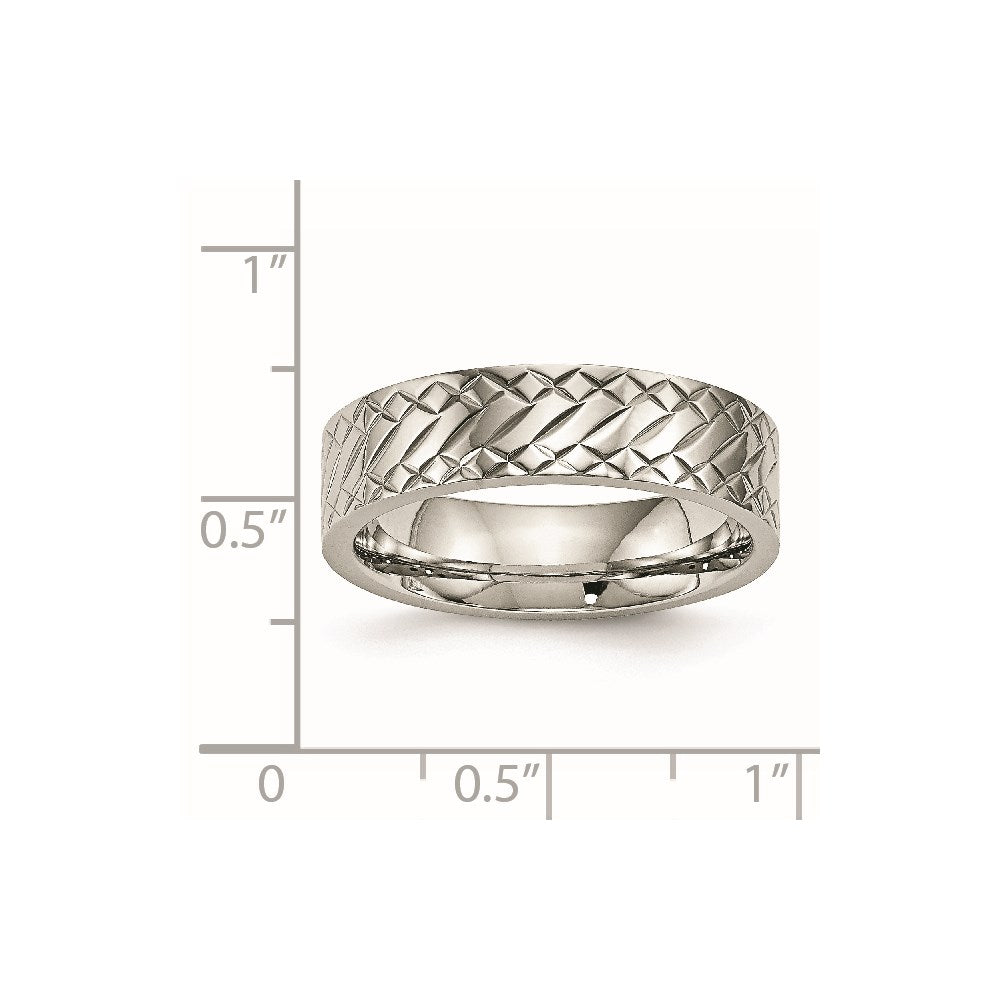Edelstahl Poliert und Strukturiert Kreuz Design 6mm Ring
