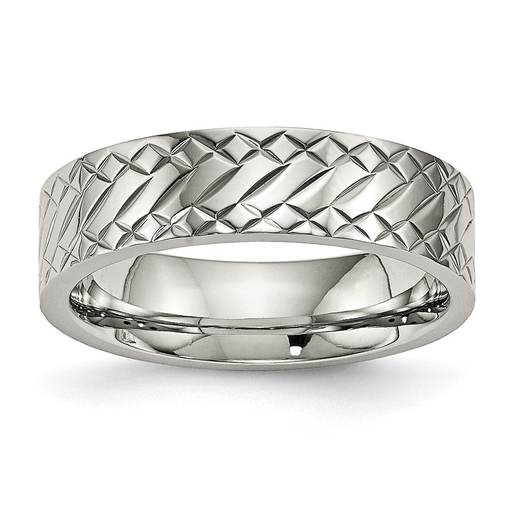 Edelstahl Poliert und Strukturiert Kreuz Design 6mm Ring