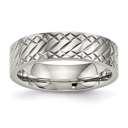 Edelstahl Poliert und Strukturiert Kreuz Design 6mm Ring