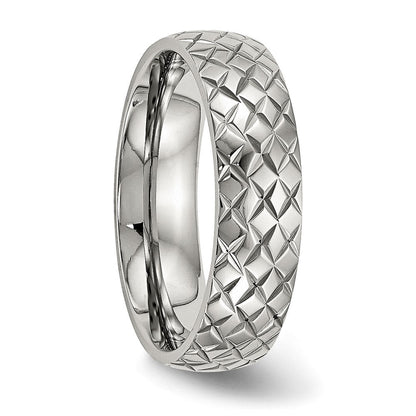 Edelstahl Poliert und Strukturiert Kreuz Design 6mm Ring