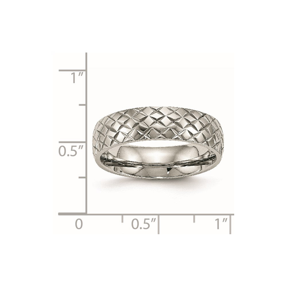Edelstahl Poliert und Strukturiert Kreuz Design 6mm Ring