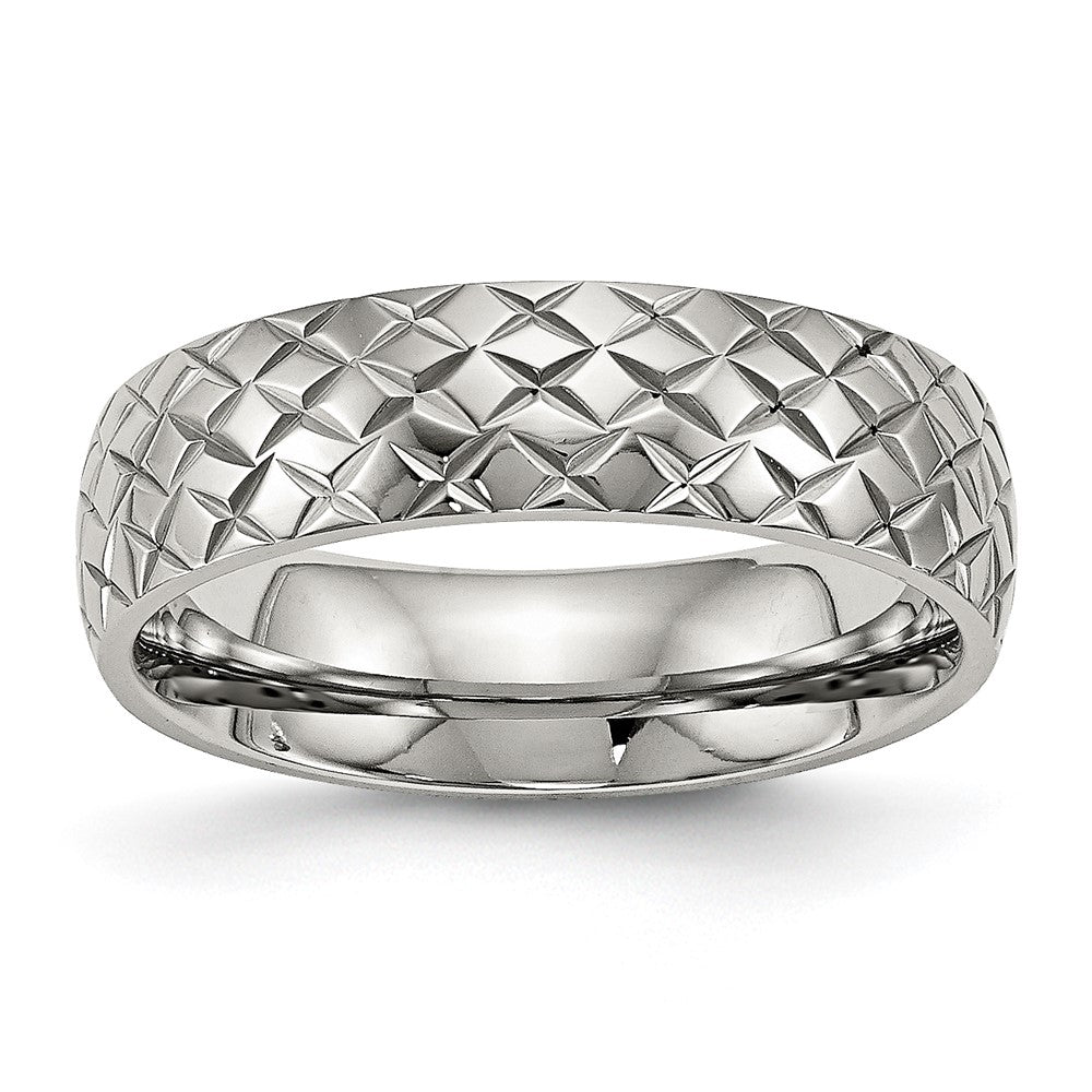 Edelstahl Poliert und Strukturiert Kreuz Design 6mm Ring