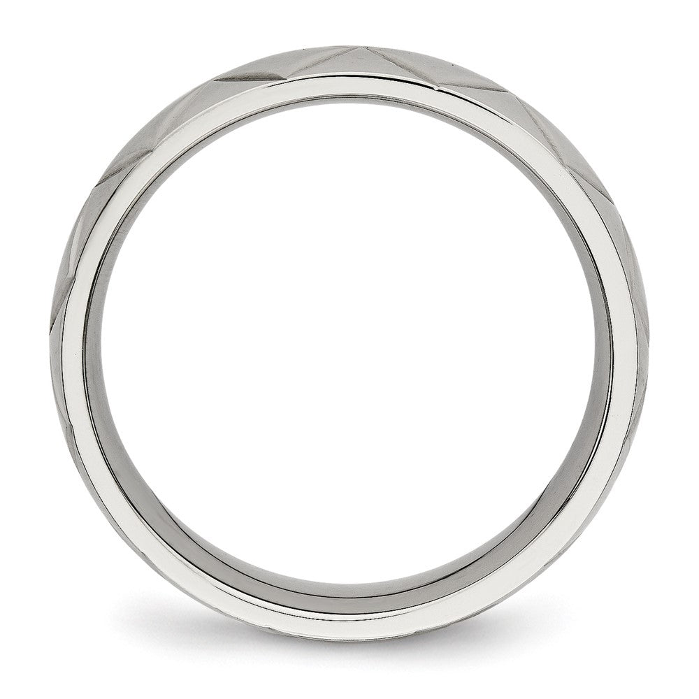Edelstahl Poliert und Diamantiert Kreuz Design 6mm Ring