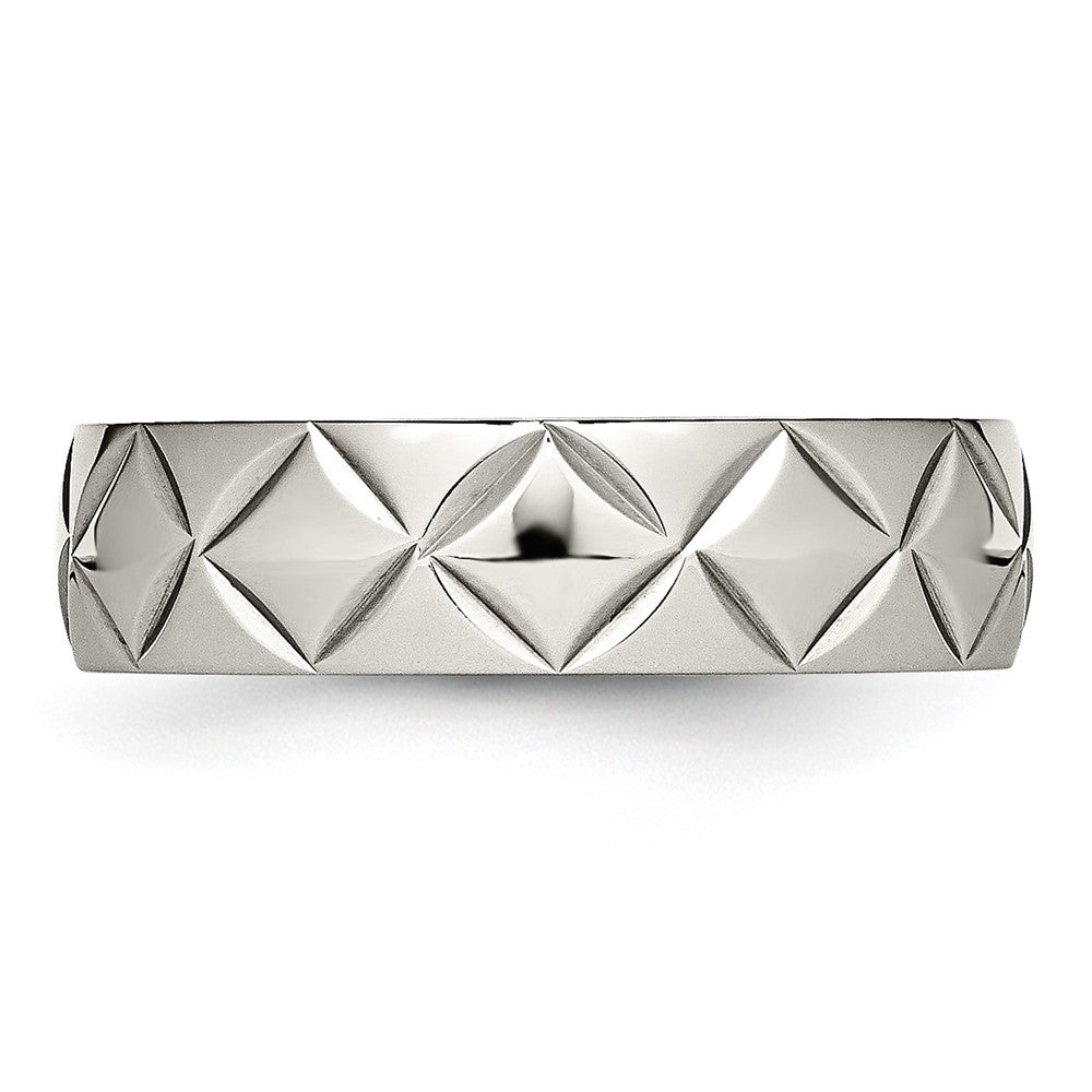 Edelstahl Poliert und Diamantiert Kreuz Design 6mm Ring