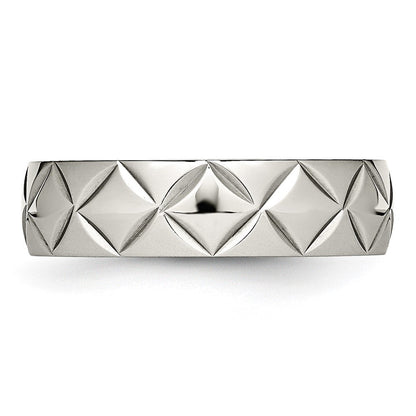 Edelstahl Poliert und Diamantiert Kreuz Design 6mm Ring