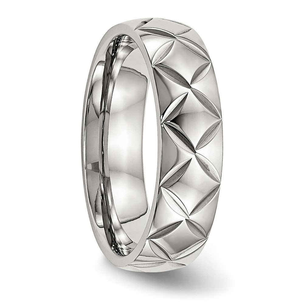 Edelstahl Poliert und Diamantiert Kreuz Design 6mm Ring