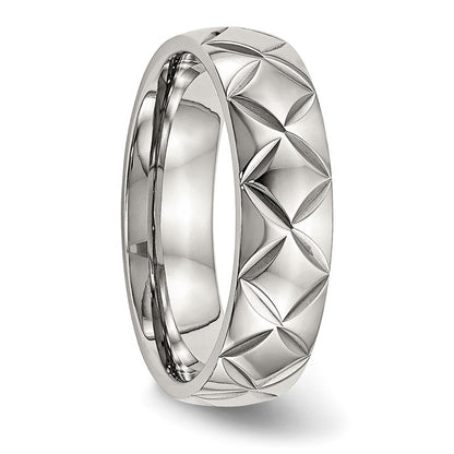 Edelstahl Poliert und Diamantiert Kreuz Design 6mm Ring