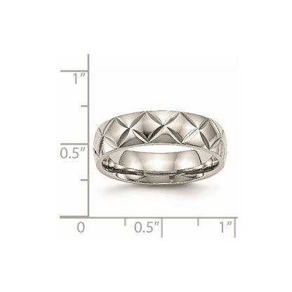 Edelstahl Poliert und Diamantiert Kreuz Design 6mm Ring