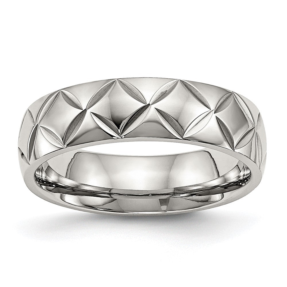 Edelstahl Poliert und Diamantiert Kreuz Design 6mm Ring