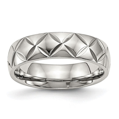Edelstahl Poliert und Diamantiert Kreuz Design 6mm Ring