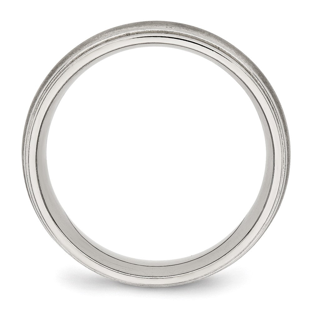 Edelstahl Poliert Gebürstet Mittig 7mm Ridged Kante Ring